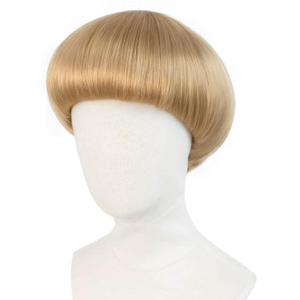 JoneTing Blonde Mushroom Wig+Hair Cap Bowl Cut Wigs Men for Halloween Party Wigs Short Blonde Funny Wig for Man Blond Bob Hair With Bang for Christmas Cosplay Costume