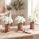 Mumufy 30 Pcs Rustic Fiesta Table Centerpieces with Cardboard Paper Vases and Artificial White Flowers, Cielito Lindo Farmhouse Wedding Decorations for Bridal Shower, Baby Shower, Birthday, Taco Party