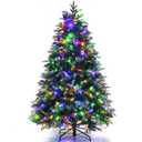 5 Ft Pre-Lit Snowy Christmas Hinged Tree with Flash Modes and Multi-Color Lights