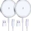for MagSafe Charger: Magnetic Wireless Charging Pad for iPhone 16 15 14 13 12 Series & AirPods 4-2 Pro, Strong Magnet, Aluminum Alloy, USB-C/A Ports, Ultra-Thin & Portable, Ideal for Desk & Bedside (White)