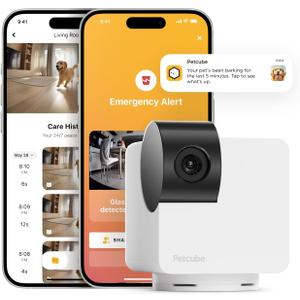 Petcube Cam 360 Camera Interactive WiFi Pet and Home Security Pan-Tilt Camera with Phone App, 1080p HD Video, 360 Rotation, Night Vision, AI Alerts