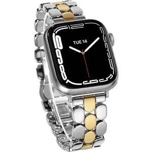 JR.DM Gold Sliver Designer Metal Watch Bands for Women Compatible with Apple Watch 38mm 40mm 41mm 42mm 44mm 45mm 46mm 49mm Adjustable Luxury Dressy Band for iWatch Series SE 11/10/9/8/7/6/5/4/3/2/1
