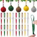 Preboun 50 Pcs Christmas Adjustable Hanging Ornament Hooks Non Slip Velvet Hanging Strings Tree Ornaments Velvet Ribbon Hangers for Christmas Tree Decorations(Multicolor)