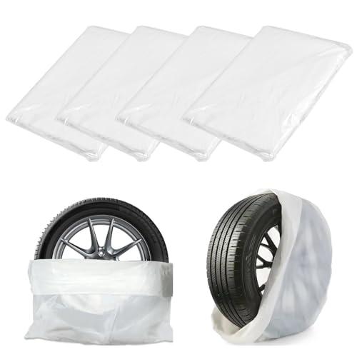 Wuyaoyao 4PCS Tire Covers, 38"×47" Large Spare Tires Cover, HDPE Plastic Tire Bags for Storage & Transport, Waterproof Dustproof Wheel Cover, Universal Tires Storage Bag for Most Vehicles (4 PCS)