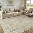 LIVEBOX Washable Area Rug 6x9 Rugs for Living Room Dining Room Under Table, Non-Slip Boho Neutral Carpet for Bedroom, Low-Pile Farmhouse Soft Carpets for Nursery Room Playroom, Tan