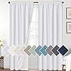 H.VERSAILTEX Linen Look 100% Blackout Bright White Curtains 95 Inches Long for Bedroom Full Light Blocking Rod Pocket Linen Textured Thick Window Curtain Drapes with White Backing, 2 Panels