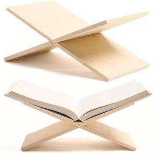 Faux Travertine Stone Finish Resin Book Holder for Recipe Book Display Stand, Coffee Table Books, 2 Pieces Slot Together, Neutral Beige Coffee Table Decor