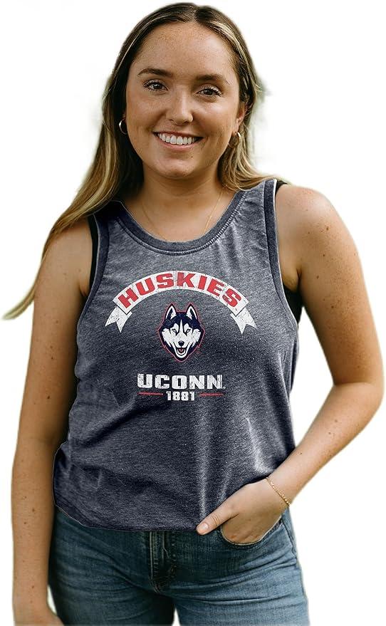 Connecticut Huskies NCAA Officially Licensed Women's Tank Top Burnout Vintage Scholar, Large Team Color,  Size L