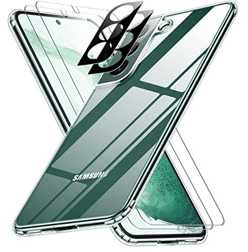 SPIDERCASE Designed for Samsung Galaxy S22 Case, [10 FT Military Grade Drop Protection], 2 Pack [Tempered Glass Screen Protector+Camera Lens Protector] Heavy Duty Shockproof Case, Clear