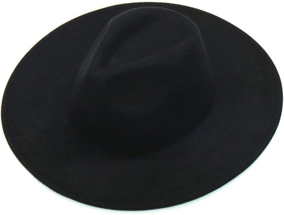 Suwequest Wide Brim Fedora Hats for Women Men Formal Church Caps Felted Dress Hat Sombreros Black ,Size M-L 