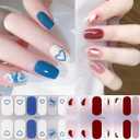 6 Sheets Valentines Day Gel Nail Stickers Valentines Nail Wraps Stickers Multicolour Heart Nail Polish Strips Valentine's Day Nail Stickers Glitter Full Wrap Gel Nail Strips for DIY Nail Designs