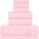 Belizzi Home 8 Piece Towel Set 100% Ring Spun Cotton, 2 Bath Towels 27x54, 2 Hand Towels 16x28 and 4 Washcloths 13x13 - Ultra Soft Highly Absorbent Machine Washable Hotel Spa Quality - Pink