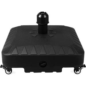 Patio Umbrella Base with 4 Rolling WheelsFillable & Movable Market Stand for Patio,Poolside, Deck,Garden (Black)
