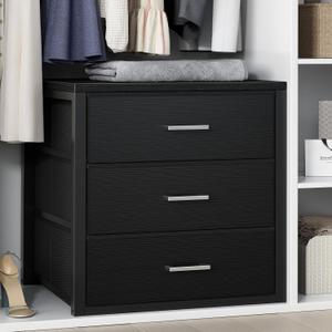 BOLUO Closet Drawers Black 3 Drawer Dresser for Closet Organizers and Storage Bedroom Dorm Modern (L (15.7"D x 21.1"W x 23.4"H))