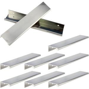Mcredy Hidden Tab Pull Handles,8 PCS 7.9 Inch Overall Length Brushed Nickel Finger Edge Pulls Concealed Tab Pulls Kitchen Cabinet Drawers Pulls,6.3 Inch Center to Center
