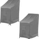 Vailge Stackable Patio Chair Cover,100% Waterproof Outdoor Chair Cover, Heavy Duty Lawn Patio Furniture Covers,Fits for 4-6 Stackable Dining Chairs,2 Pack-36 Lx28 Wx47 H,Grey