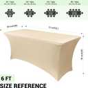 Obstal 6ft Stretch Spandex Table Cover for Standard Folding Tables - 2 Pack Universal Rectangular Fitted Tablecloth Protector for Wedding, Banquet and Party, 72L x 30W x 30H Inches, Champagne, 2pc