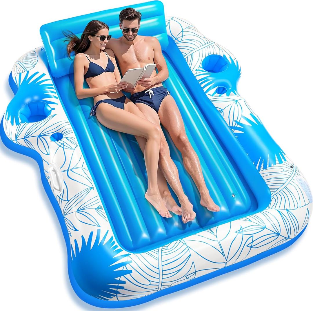 JIANYHW XX-Large Inflatable Tanning Pool Lounger, 85" x 71" Blow Up Sunbathing Floating Raft, Portable Ice Bath Tub for Pool, Lake & Outdoor Backyard