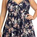 PERONA Women's Swimdress Plus Size Swimwear One Piece Swimsuit Floral Print Bathing Suit,18W
