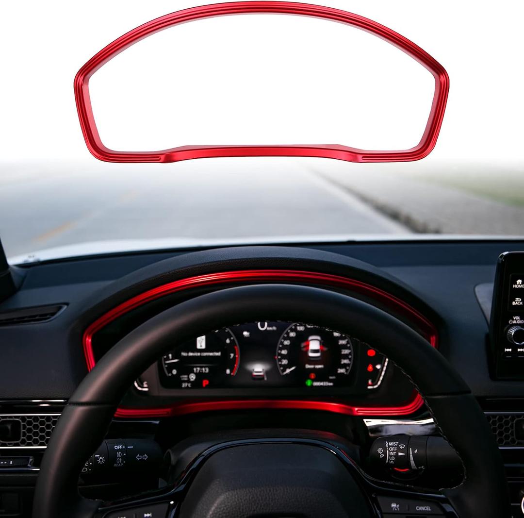 Thenice for 11th Gen Civic Dash Board Trims Instrument Panel Dashboard Cover Compatible with Honda Civic 2022 2023 2024 2025 2026 -Red