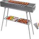 Portable Charcoal Grill with 36Pcs 14" Stainless Steel Skewers, Heavy Duty BBQ Grill with Folding Legs & 31.6x7.1" Cooking Area, Kebab Grill for Outdoor, Camping, Party, Backyard & Picnic