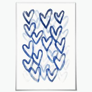 Trend Blue Preppy Heart Wall Art Minimalism Abstract Canvas Print Aesthetic Room Decor Kids Bedroom Painting Preppy Abstract Posters Blue Aesthetic Nursery Decor 16x24inch Unframed (24L" x 16W")