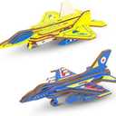 3D Wooden Puzzle Fighter Model Sets - 2 Piece Kits Aircraft Puzzles Crafts Assembly Building Blocks DIY STEM Toys - Wood Aircraft F16 & F22 Brain Teaser Puzzle for Adults Teens Boys Girls