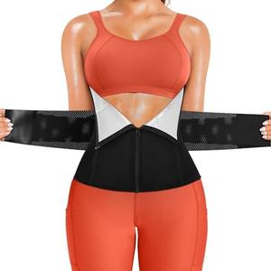 SCARBORO Waist Trainer for Women Belly Fat Sauna Sweat Waist Trimmer Corset for Stomach Wrap Workout Belt Shaper Band Zipper Size M Black