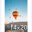 JCJMY 14x20 Picture Frame with 11x17 Mat, Display Photo 11x17 with Mat or 14 x 20 Without Mat, Wall Hanging Large 14 by 20 Poster Frame with Plexiglass, White
