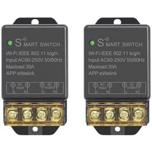 Ewelink 30A Hight Power WiFi Smart Switch 110V/120V/240V, APP Remote with Timer, Wireless DIY Mode for Home Automation, Compatible with Alexa & Google Home(2 pcs)