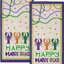 Happy Mardi Gras Kitchen Towels Set of 2 Soft Absorbent Purple Tea Towels Baking Cooking Wash Cloth Mardi Gras Decor Hand Dishtowels for Bathroom Kitchen Bar Beach Gym Spa Decor 14x28 Inch
