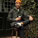 Huckberry Flint and Tinder Men's Flannel-Lined Waxed Trucker Jacket, Water & Weather Resistant Mens Jacket (M)