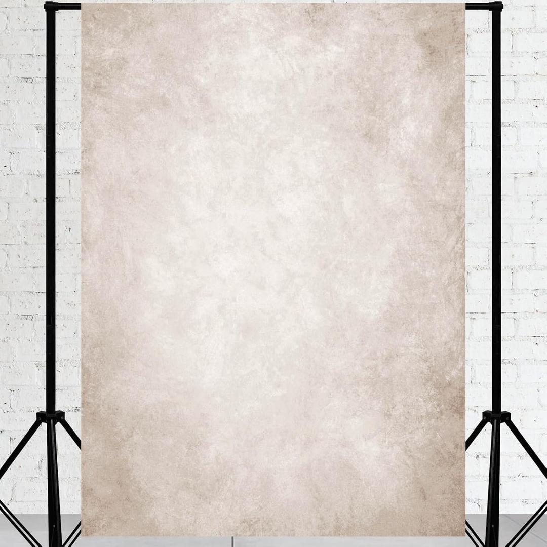 Mocsicka Beige Photography Backdrops Cream Colour Light Tan Texture Abstract Photo Backdrop Vintage Headshot Portrait Background for Photography Studio Props (Beige, 6x8ft)