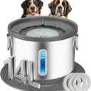 UPSKY 14L No Spill Dog Water Bowl, Stainless Steel Spill Proof Dog Bowl with Water Window, Dual-Suction Anti-Slip Large Capacity Slow Drinking Bowl with Floating Disk for Large Dogs & Messy Drinkers