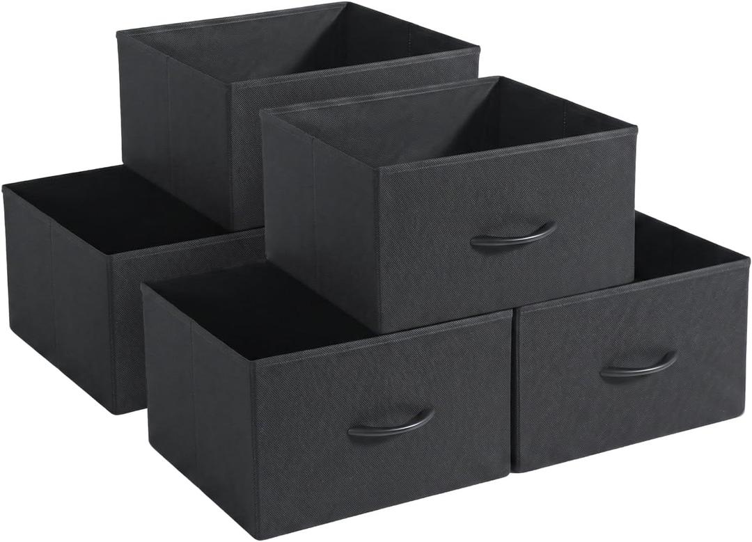 6 Pack Drawers For Fabric Dresser, Collapsible Non-Woven Storage Cubes With Handles, Closet Wardrobe Clothes Blanket Organizer Bins, Bedroom Space Saving Non-Washable Dresser Drawers, Black