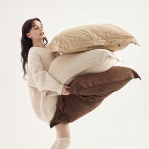 Throw Pillow Covers Set of 3 for Bedroom Living Room Sofa Couch Soft Corduroy Big Decorative Large Square Pillow Cushion Covers Home Dorm Farmhouse dcor Brown, Beige & Camel30x30