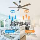 ELEHINSER 52" Modern Ceiling Fan with Light and Remote Control, 5 Solid Wood Blades 6-Speed Noiseless Reversible DC Motor, Ceiling Fan for Kitchen Dinning Living Room, Charcoal Finish with Wood Blades