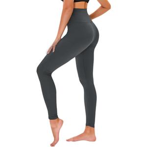 High Waisted Leggings for Women - No See Through Tummy Control Cycling Workout Yoga Pants with Pockets Reg & Plus (Small-Medium, Charcoal Grey)
