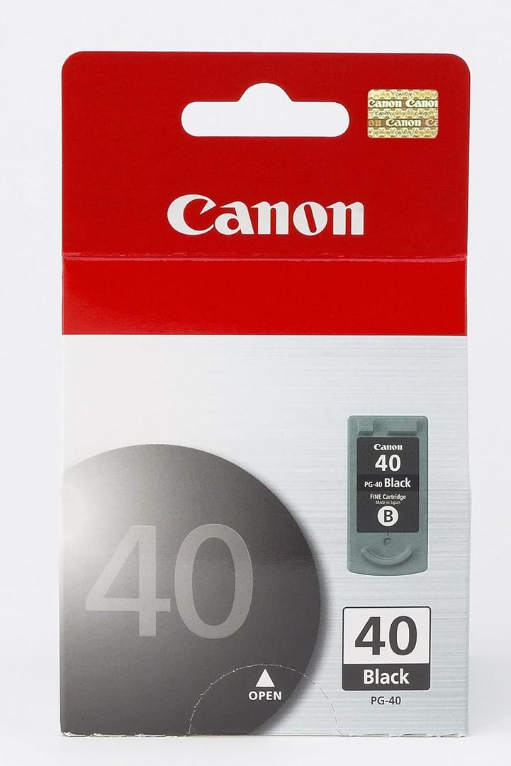 Canon PG-40 Genuine Black Ink Cartridge, Compatible with iP2600/1800/1700/1600, MX310/300, MP470/460/450/210/170/160/150/140/180/190, JX200/210P