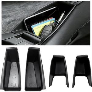 for Tesla Side Door Handle Storage Box Model Y Refreshed Juniper Accessories 2025 2026 Interior Slot Pockets Tray Organizer Car Door Handle Holder ABS Model Y Armrest Phone Container 4PCS