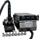 SUGON 8650 Hot Air Rework Station 1300W,3 Different Heating Modes,/, Temperature 212F-999F,8 Air Nozzles, Air Volume 1-200,4 Temperature Memory Storage, Automatic Sleep, Nozzle Replacement Bracket