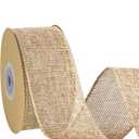 Burlap Ribbon,2.36 Inch x 11 Yard, Natural Burlap Ribbon with Iron Wire Edge for Big Bow, Gifts, Wreath, Tree, Decoration, Outdoor Decoration