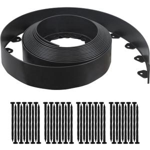 Gardzen Landscape Edging Kit, 40-Foot Long, 3-Inch Tall, No Dig Garden Edging Border for Flower Beds, Tree Rings, Pathways, Includes 40 Spikes (Black)