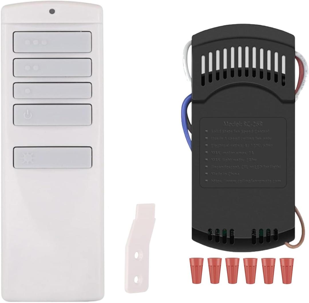 A25-TX001-R1/ A25-TX00I Universal Ceiling Fan Remote Control Kit for Harbor Breeze Honeywell Hampton Bay Hunter, 3-Speed Light Dimmer, Replacement KUJCE10716, KUJCE10512, A25-TX013, A25-TX005R