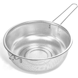 Metal Fine Mesh Strainer and Colander for Kitchen with Handle, Stainless Steel Pasta Strainer/Kitchen Funnel/Collander/Sifter for Strain/Wash Vegetables, Fruits, Spaghetti, Rice (10.2)