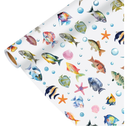Pineraap Fish Wrapping Paper Roll - Watercolor Colorful Ocean Theme Gift Wrap for Beach Parties, Birthdays, Baby Showers, 17Inch x16.4Feet