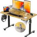 Electric Standing Desk Height Adjustable Computer Desk, 48 Inches Sit Stand Desk Workstations with Hook, Ergonomic Table for Home Office Ajustable Height Table with Wheels (Rustic Brown)