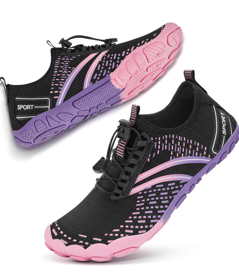 ATHMILE Hiking Barefoot Water Shoes for Women Men Beach Swim Aqua Pool River Quick Dry Athletic Wide Toe Outdoor Sport Kayaking Boating Rock Climbing Yoga Lake 40, Pink 