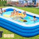 Large Inflatable Pool with Pump, 130" x 72" x 22" Blow Up Pools for Adults and Childrens, Full-Sized Family Swimming Pool, Summer Water Party, Outdoor, Garden Backyard
