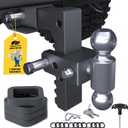 MIKKUPPA Adjustable Trailer Hitch - Fits 2" Receiver, 8" Drop/Rise Heavy Duty Aluminum Tow Hitches for Truck with Dual Ball Mount 2" x 2-5/16" (12,500 LBS GTW) and Anti-Theft Locking Hitch Pins